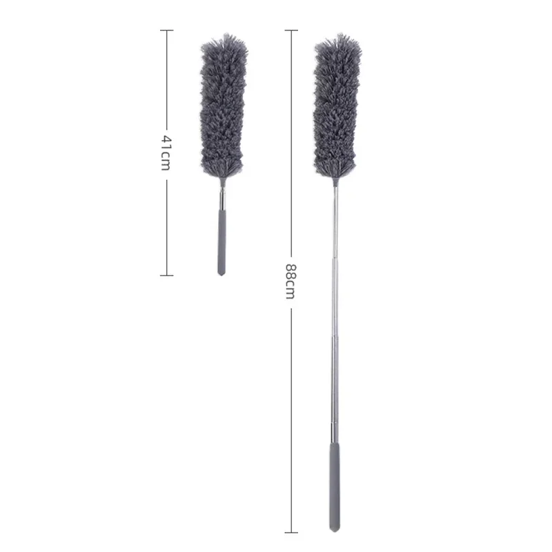 Electrostatic Dust Duster Telescopic Flexible Stainless Steel Household Feather Duster Cleaning Tool Microfiber Dust Brush