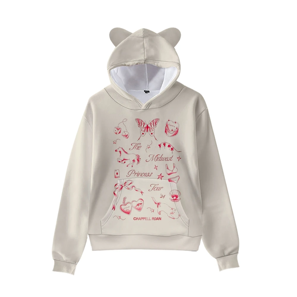 

Chappell Roan Midwest Princess 2024 Tour Cat Ear Hoodie Unisex Hooded Sweatshirt Casual Long Sleeve Pullover Clothes