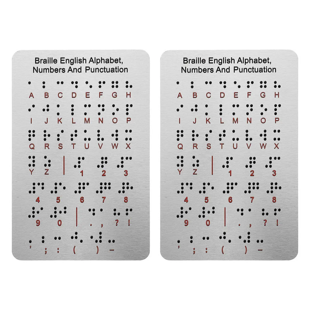 2Pcs Braille Beginners Tactile Alphabet Board with Carved Dots for Letters Numbers Punctuation Learning Tool for Visually
