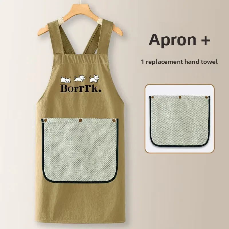 New Apron Kitchen Home Oilproof Waterproof High End Young Cooking Logo Printing Hand Coat Fashionable Durable Breathable