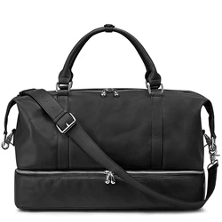 S-ZONE Women Genuine Leather Weekender Bag Overnight Carryon Weekend Travel Duffel Tote