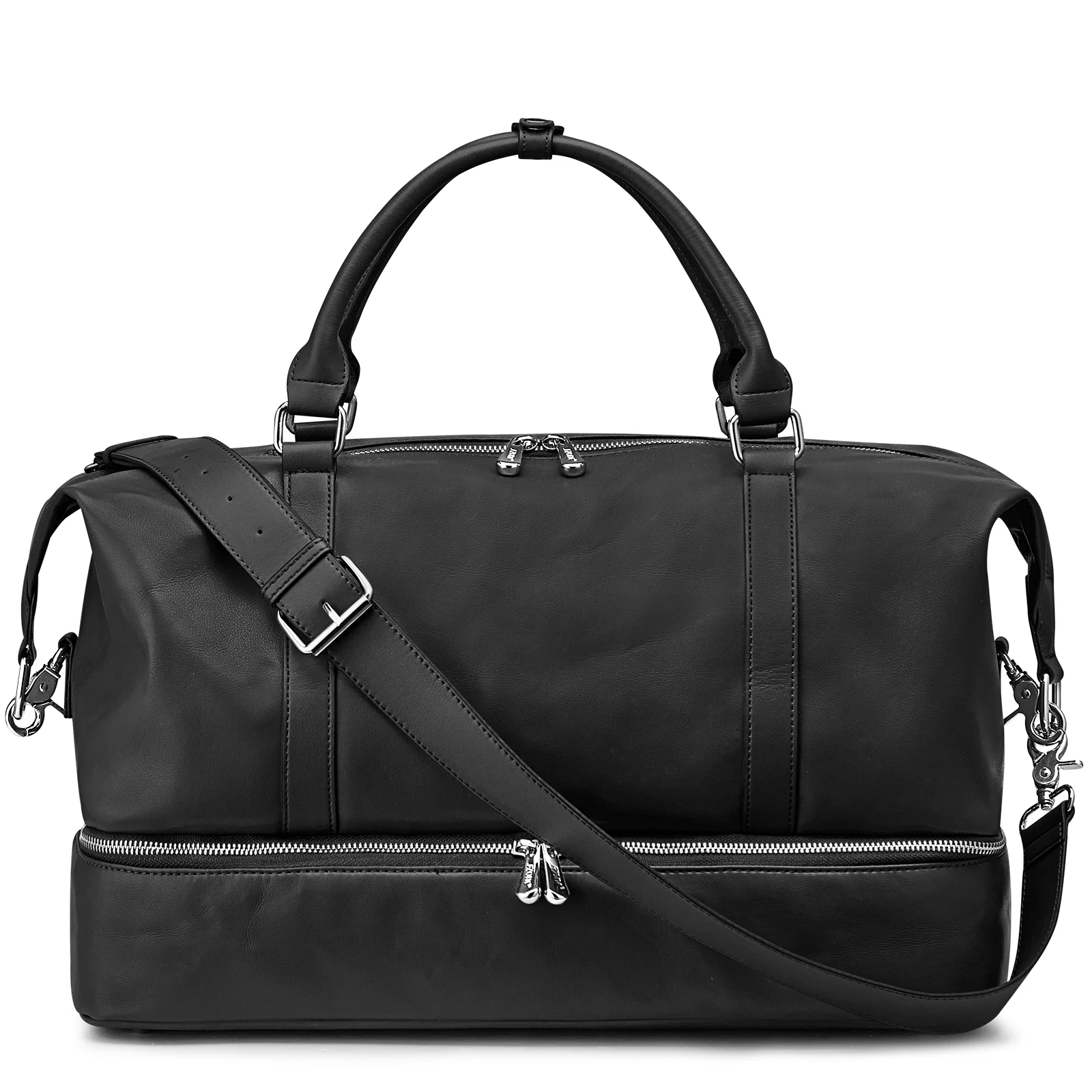 S-ZONE Women Genuine Leather Weekender Bag Overnight Carryon Weekend Travel Duffel Tote