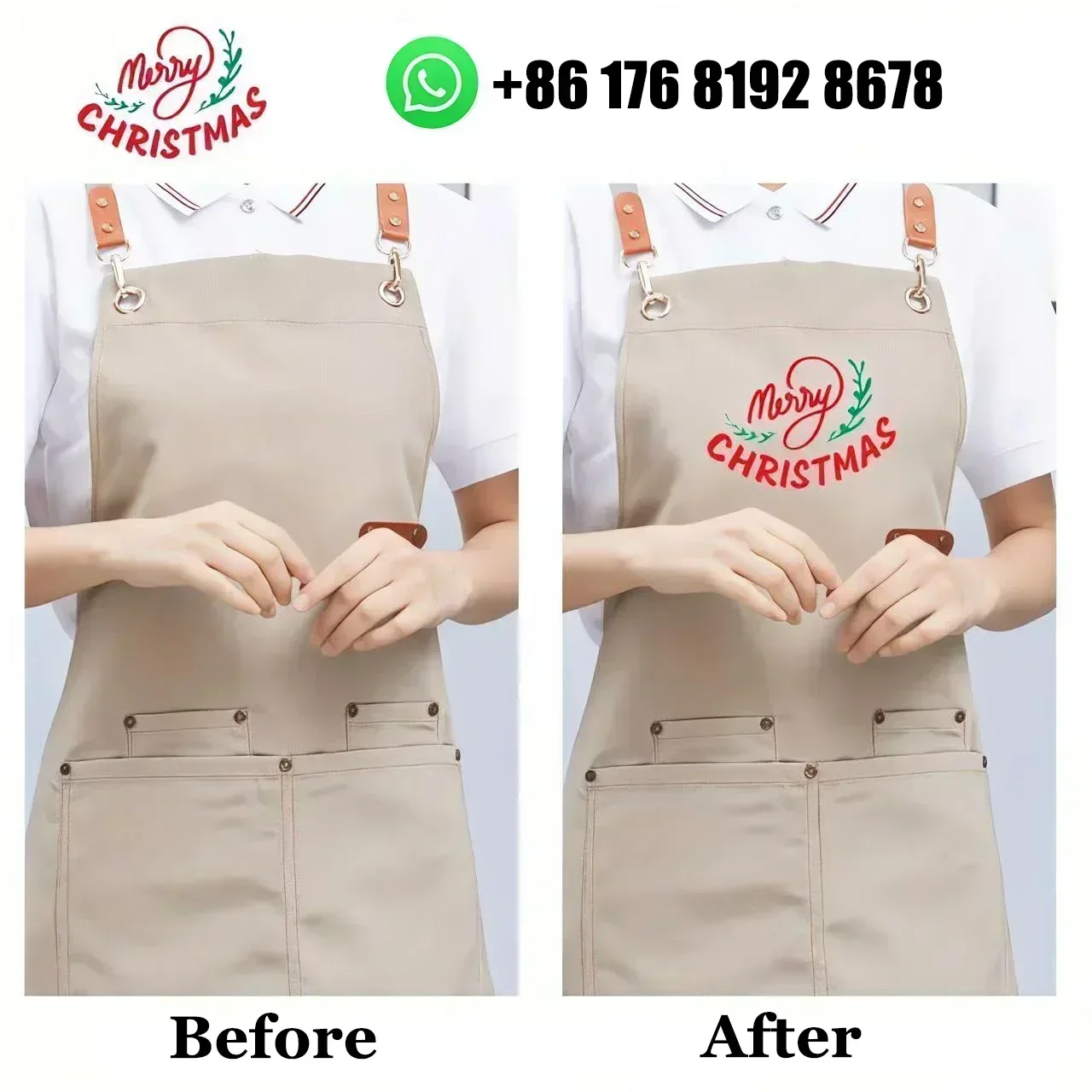 مخصص شعار المئزر قماش ساحة قابل للتعديل مع جيب للمطبخ بار متجر المقاهي مسمار الجمال قص الشعر صالون العمل الموحدة #2