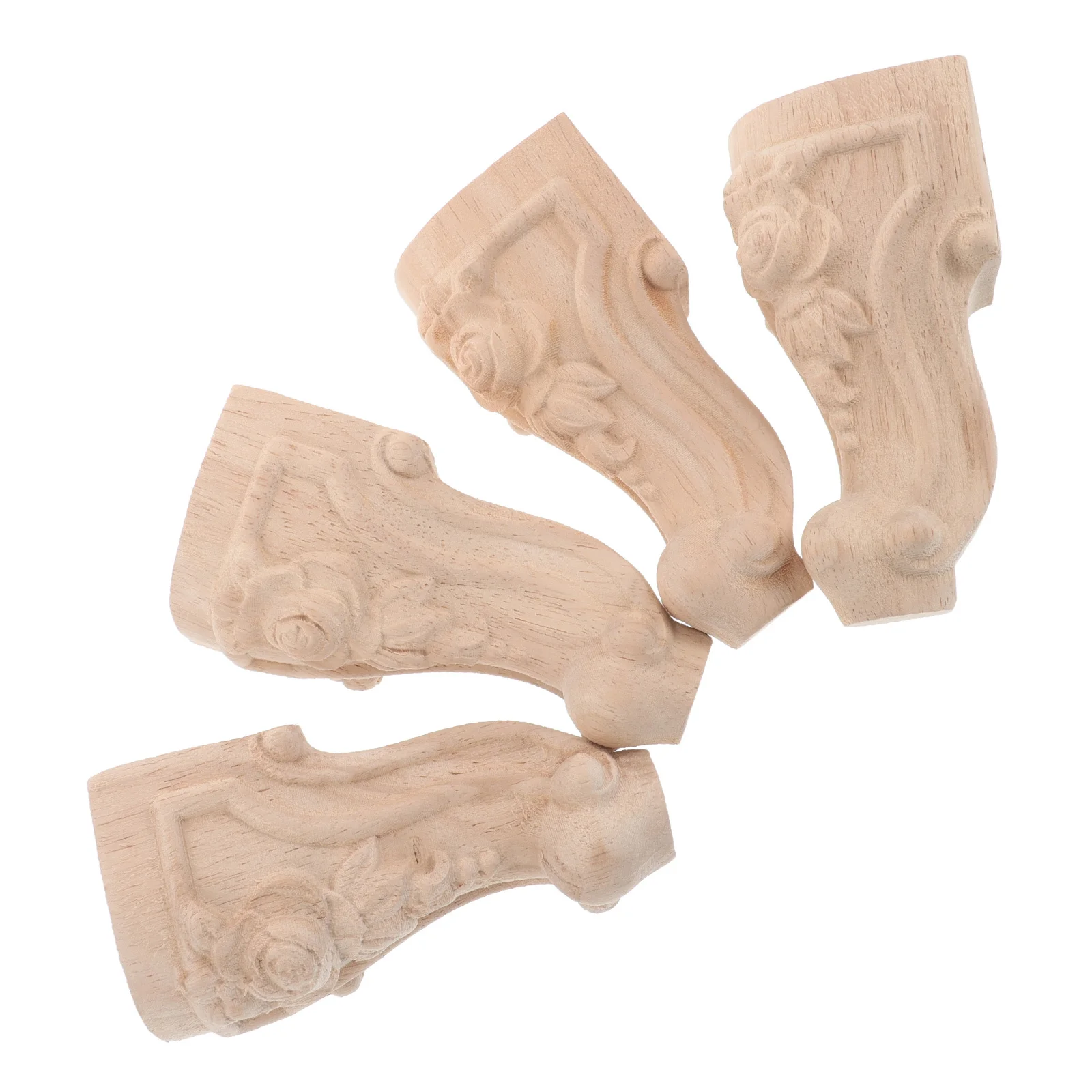 

4pcs Solid Wood Table Legs Carved Furniture Feet For Sofa Dresser Coffee Table Replacement Wooden Legs Home Decor Diy Projects