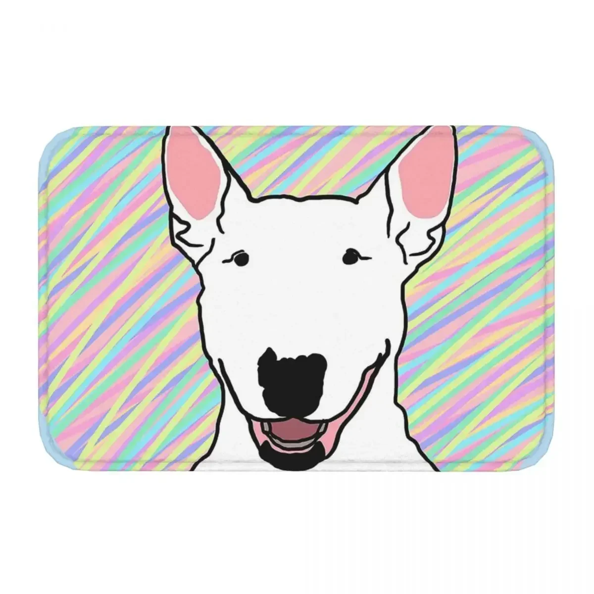 Animal Non-slip Rug Doormat Living Room Mat Bull Terrier Cute Dog Pet Balcony Carpet Entrance Door Decorative