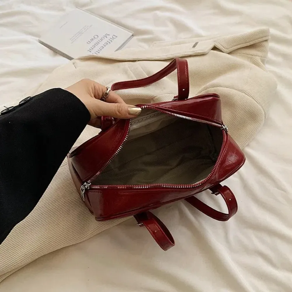 Fashion Bowknot Shoulder Bag Pu Leather Large Capacity Underarm Bag Solid Color Tote Bag