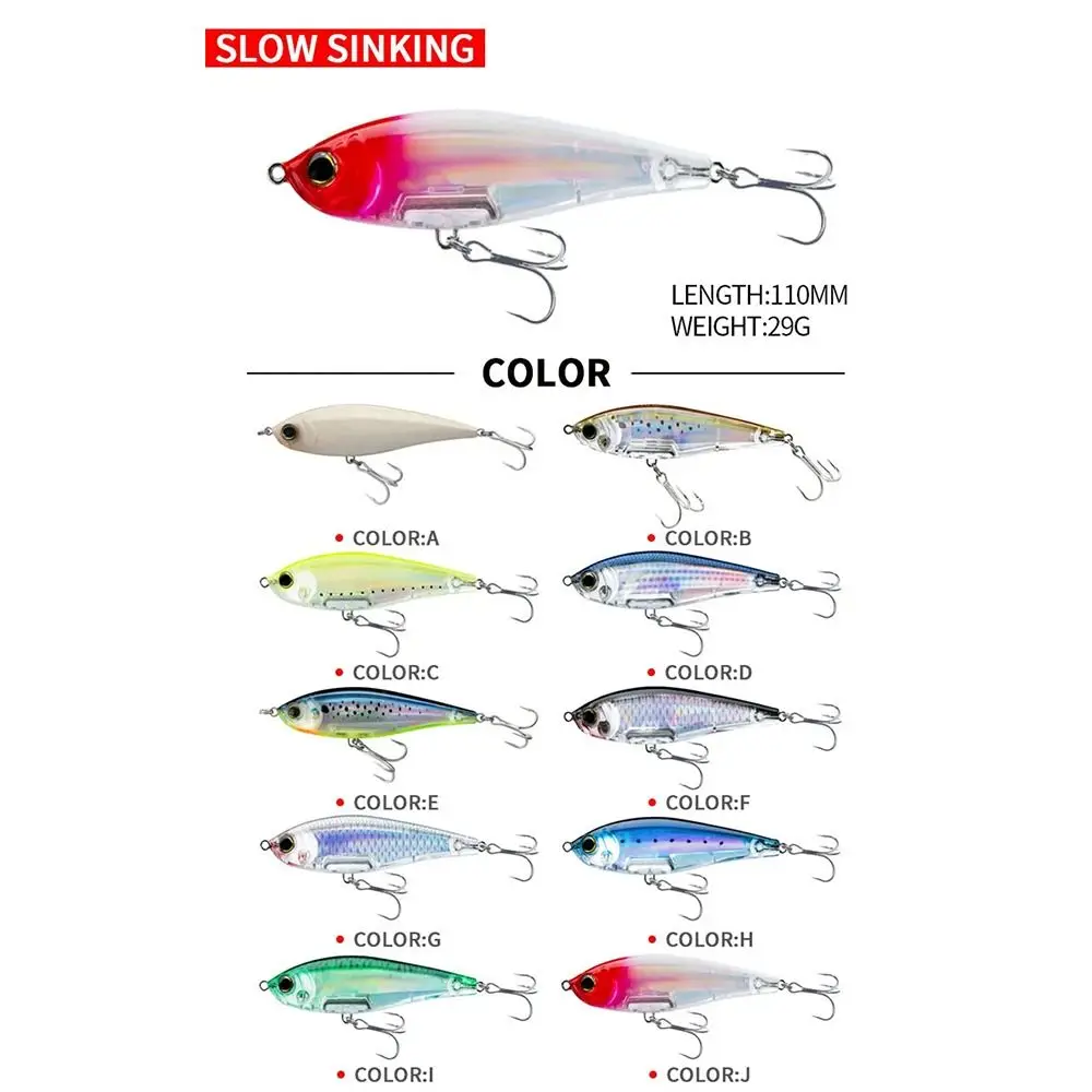 1PC 110mm 29g Slowly Sinking Fishing Lure 3D Eyes VIB Fishing Bait Minnow Wobbler Bass Artificial Bait Fishing Tackle