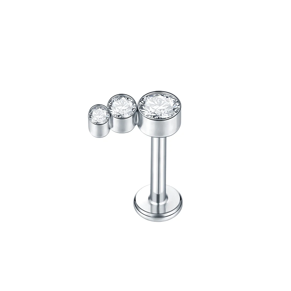 1PC Labret Piercing Titanium Goud Kleur Conch Helix Piercing Stud Oorbel Kubieke Zirkoon Lip Studs Ring Kraakbeen Oorbel Sieraden