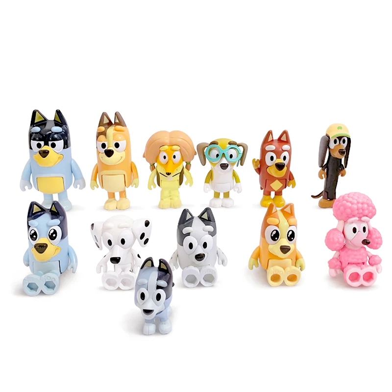 

Bluey Bingo 8/12pcs Model Toy Set Cartoon Mini PVC Movable Joints Doll Ornaments Holiday Christmas Children's Toys Gifts