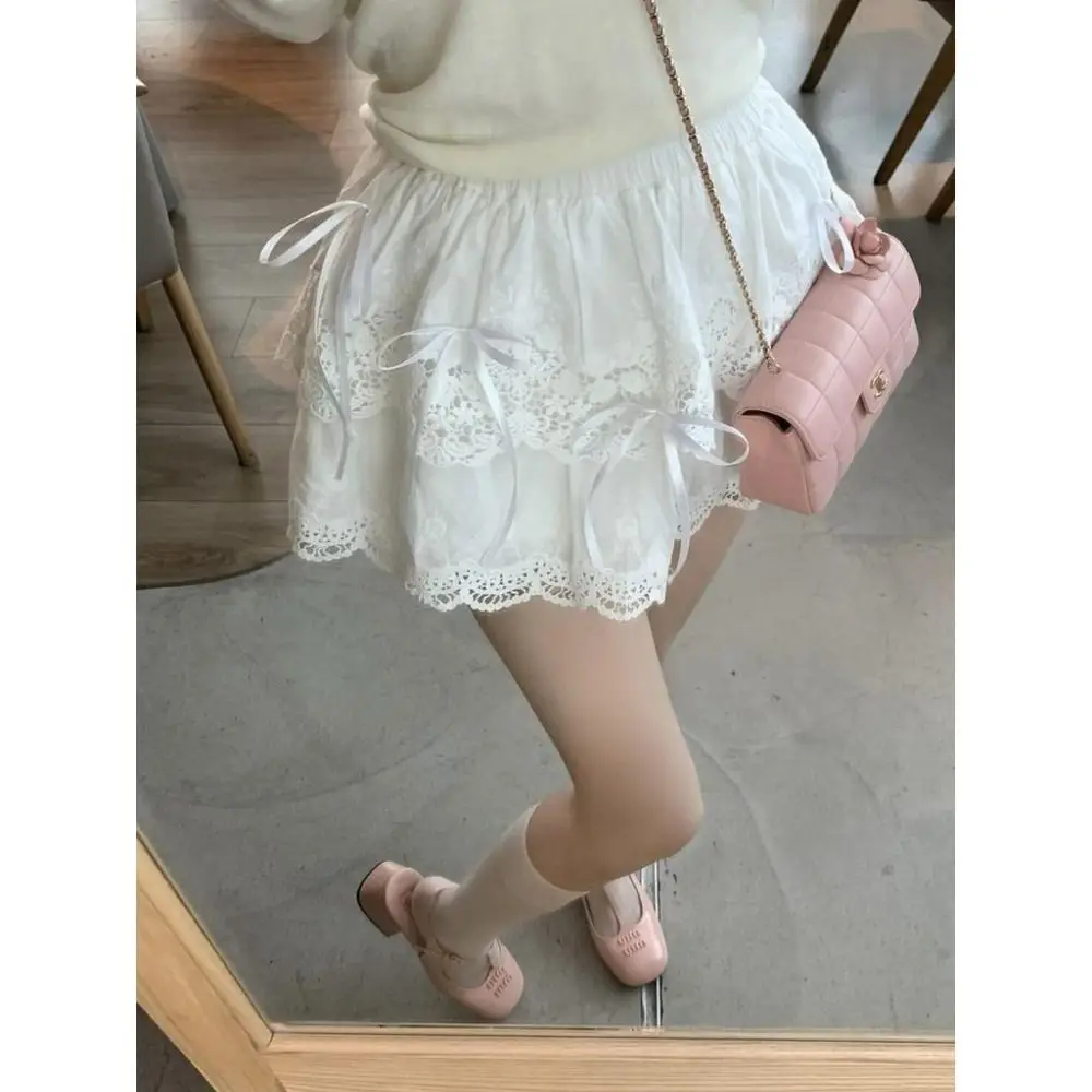 Mode Strik Gelaagde Rok Balletstijl Mesh A Line Rok Hoge Taille Slim Fit Mini Jurk