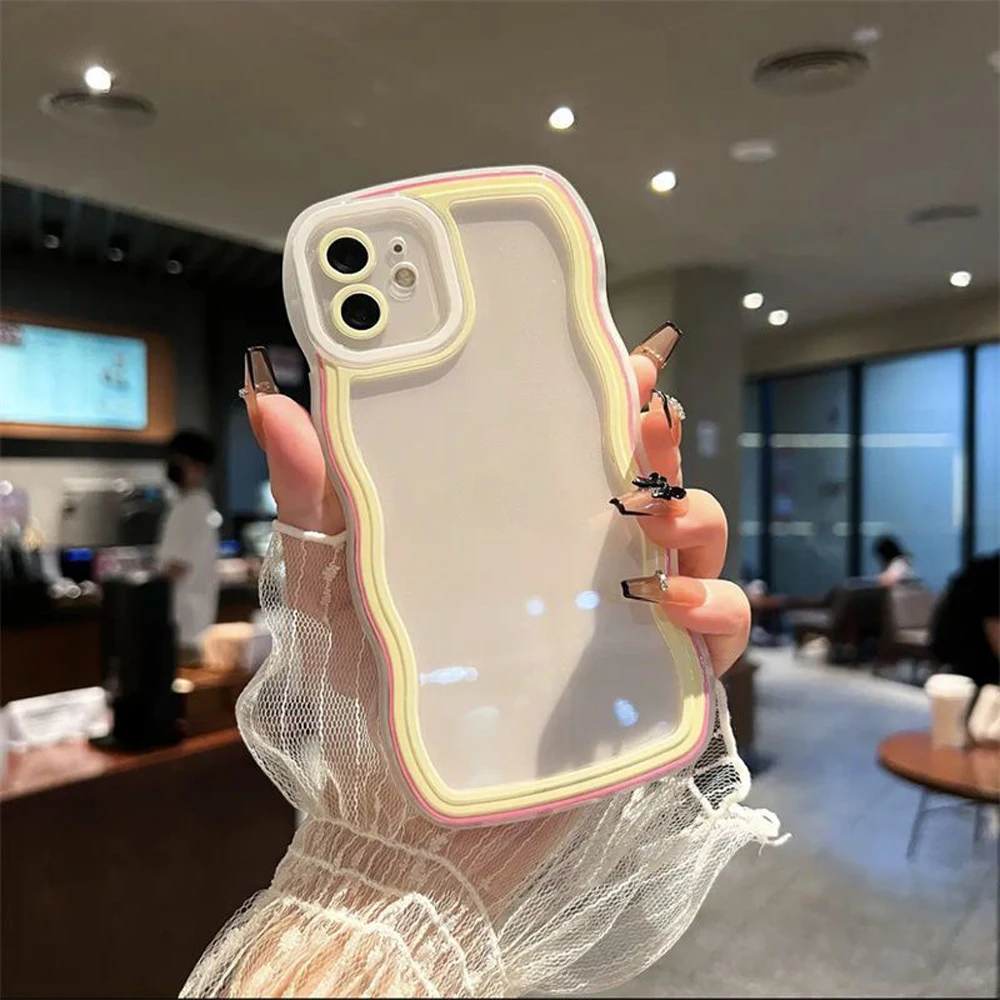 Case For OPPO A57S A56S A77S A77 4G A77 5G A57E AX7 A12 A5S A12S A11K Cover Candy Bumper Transparent Phone Case Soft Wavy Lines