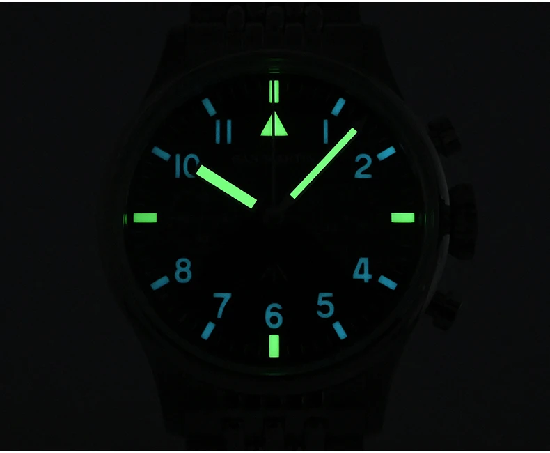 San Martin Men Chronograph Watch 38.5mm Panda Manual Wind Mechanical Wristwatch 10ATM Waterproof Luminous Sapphire ST1901