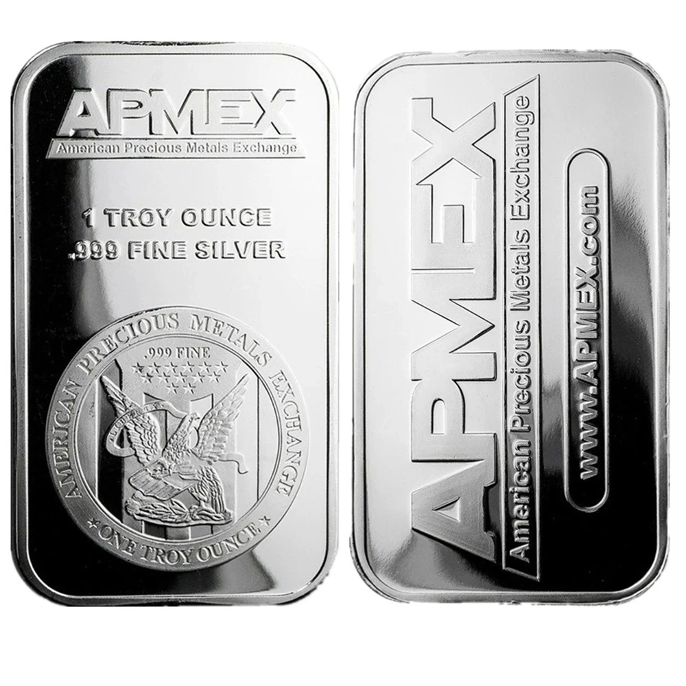 High Quality 1 oz APMEX Gold Bar 24K Gold Plated Apmex Bullion Non-Magnetic （Sealed Packaging）Silver Bar Home Decoration