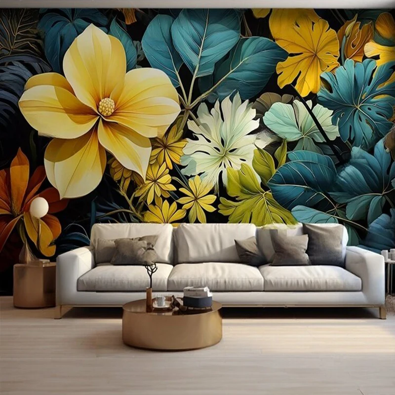 

MU8870 растения креативный элитный китайский стиль зеленые лесные цветы гостиная ТВ диван фон настенные картины и обоны