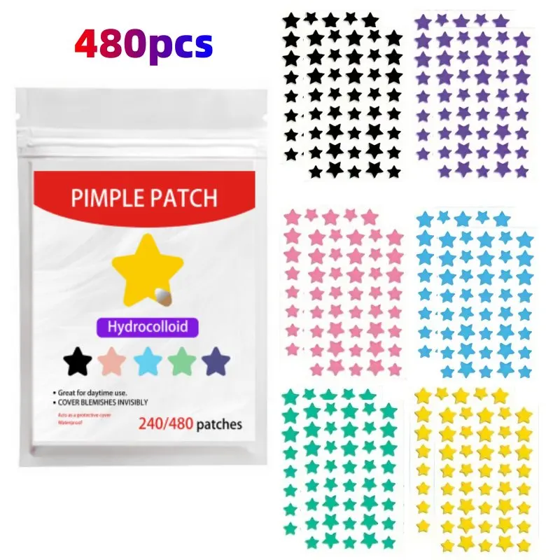 240-480PCS Star Shape Acne Patch Large Pack Hydrocolloid Zit Patch Overnight Absorb Pus Skin Care