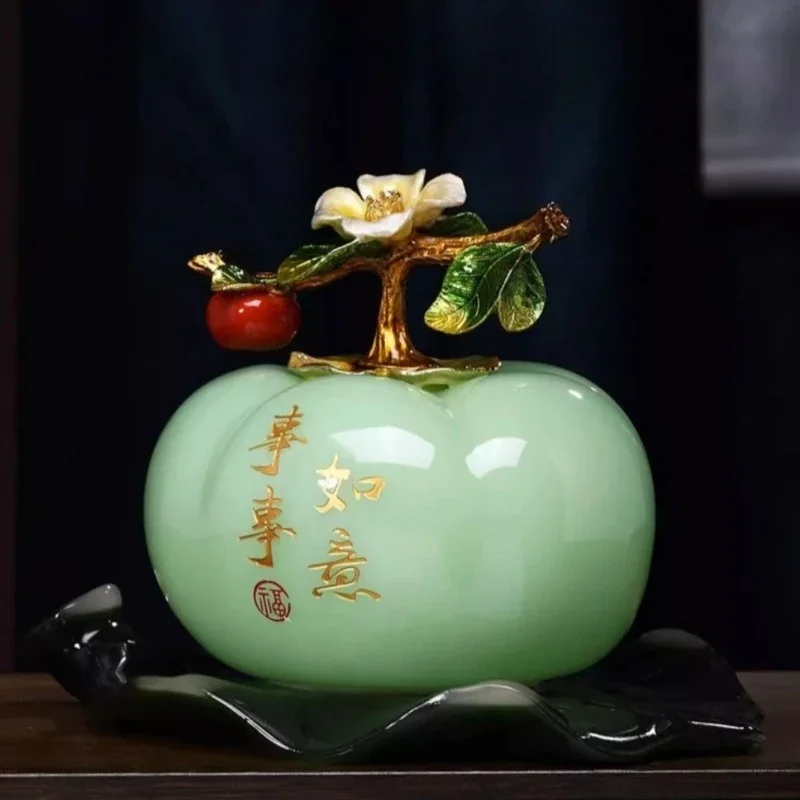 Chinese Style Persimmons Ruyi Persimmons Decorative Colored Glaze Crafts Entrance Wine Cabinet TV Cabinet Decoration