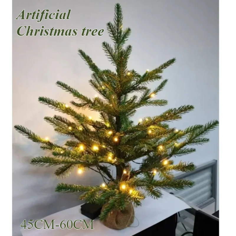 

Artificial Christmas Tree 45/60CM Mini PE Christmas Tree with Light Strips Family Gathering Christmas Atmosphere Decoration