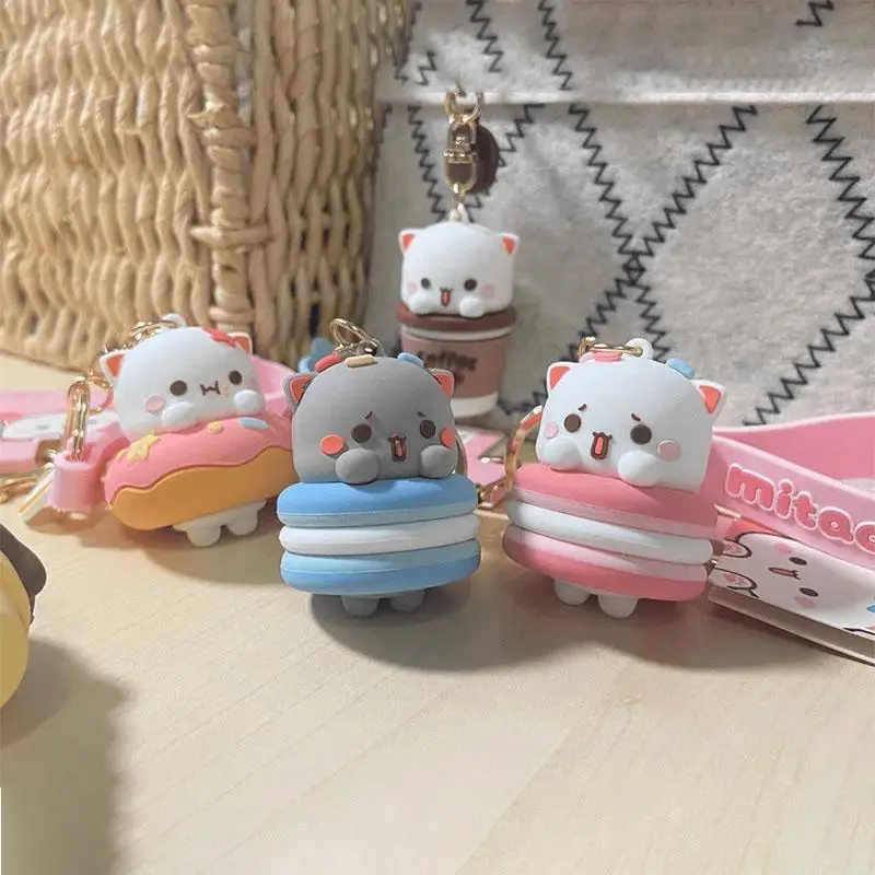 Mitao Cat Cute Expression Knapsack Silica Gel Keychain Kawaii Doll School Bag Pendant Lovers Keychain Birthday Gift