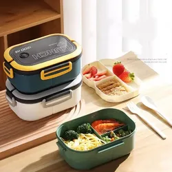 【Hot sales】Student Lunch Box Thickened PP Plastic Material Partition Double Layer Lunch Box Office Lunch Box Can Be Heated