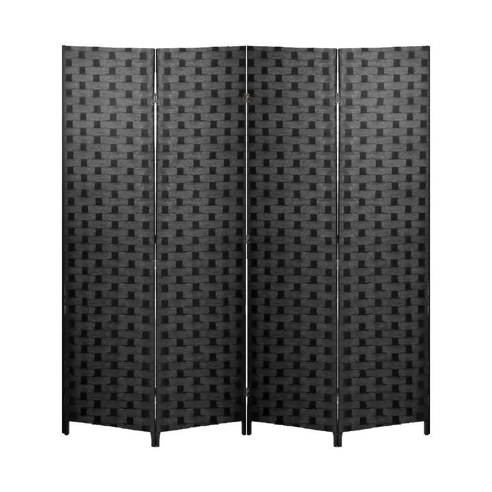 

Room Divider 6FT Wall Dividers Wood Screen 4 Panels Wood Mesh Hand-Woven Design Room Screen Divider Indoor Folding Portable