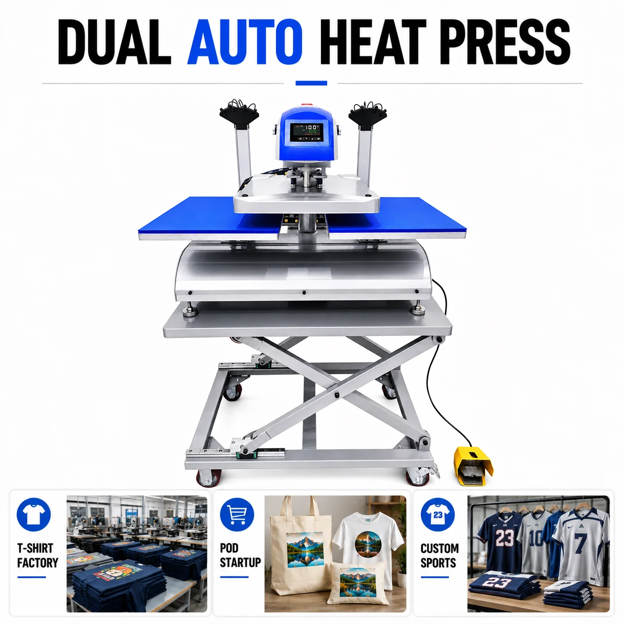 New Style Electric Automatic Large Format Dual Station T Shirt Sublimation Transfer Printing Heat Press Machine
