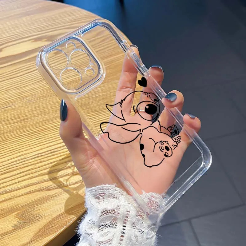 

Line Stitch Angel For Apple iPhone 17 16e 16 15 14 13 12 11 Pro Max Plus Mini TPU Soft Transparent Phone Case