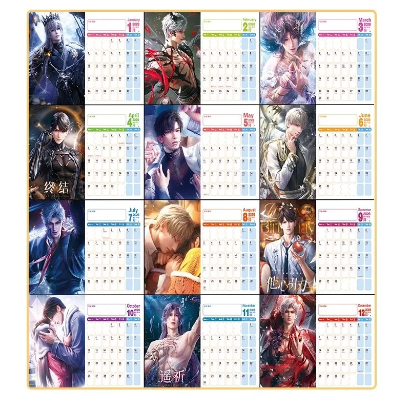 Calendario de escritorio Game Love And Deepspace 2026-2027 - Caleb Sylus Zayne Planificador mensual Regalo perfecto para fanáticos