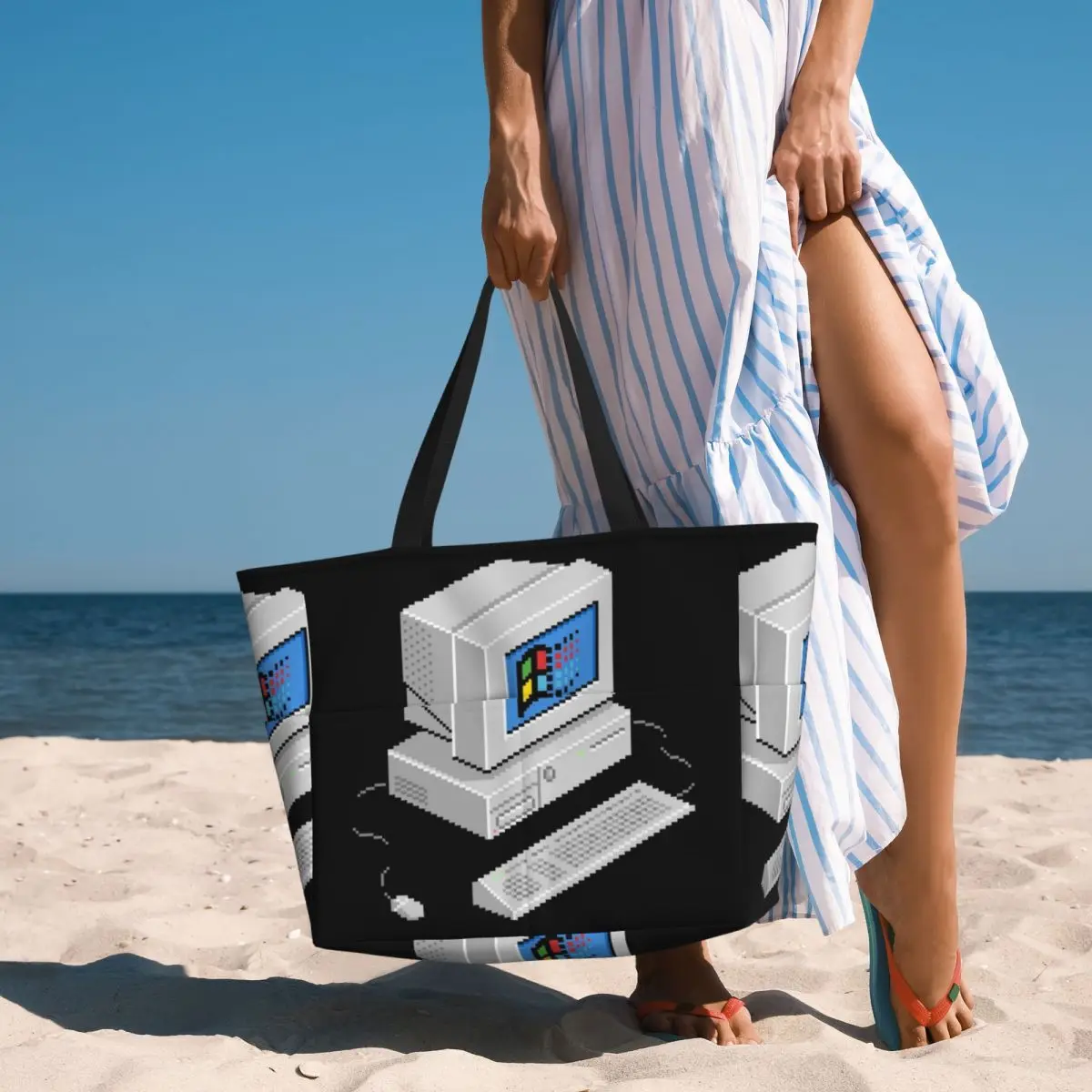 ويندوز Vaporwave حقيبة حمل على الشاطئ حقيبة رياضية رياضة اليوغا واق من المطر حقيبة حمل كبيرة للنساء حقيبة سفر حقيبة اللياقة البدنية