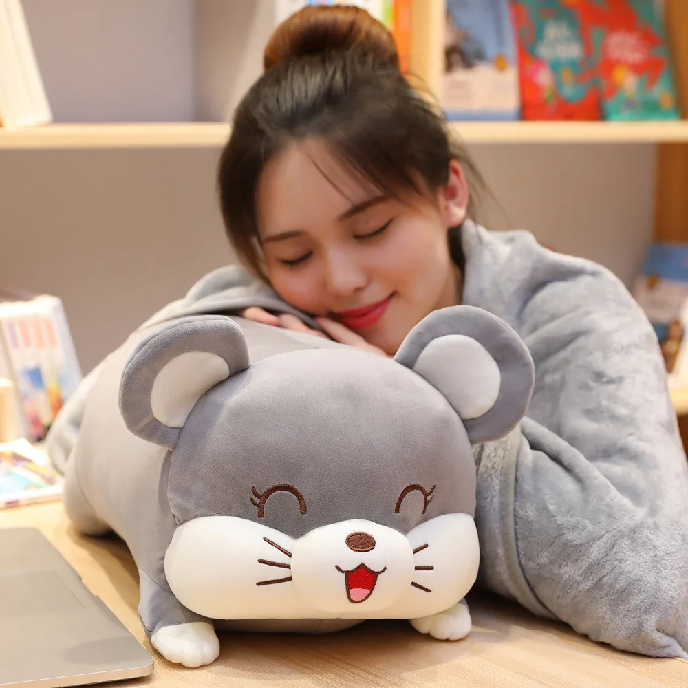 New 40-70cm Lovely Hamster Pig Mouse Plush Toys Cartoon Stuffed Soft Animal Pillow with Blanket Sofa Cushion