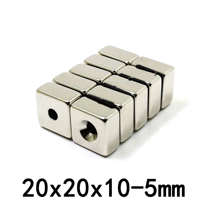 20x20x10-5mm Strong Quadrate Magnet  Hole 5mm For Home Refrigerators, Offices DIY 20*20*10-5mm