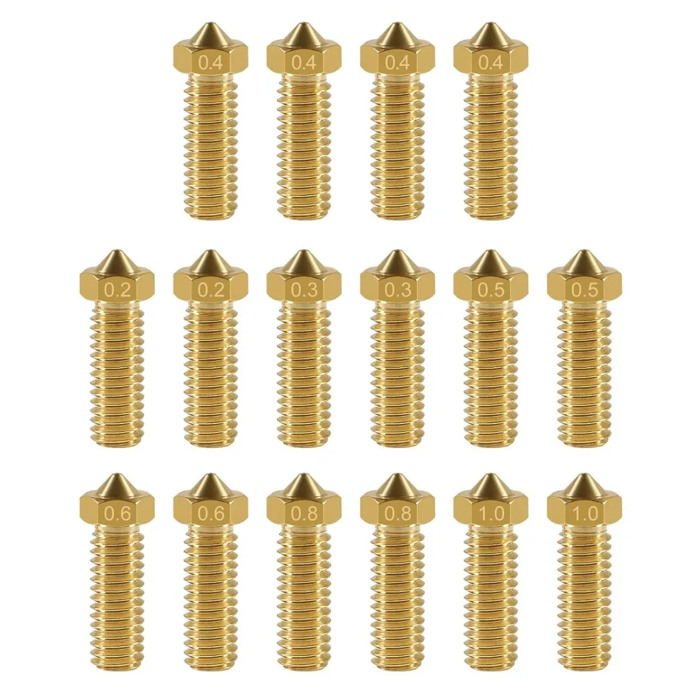 20PCS 3D Brass Volcano Nozzle M6 Thread Nozzles Printed Head for 1.75mm Filament Volcano Heater Block J-Head Hotend Extruder