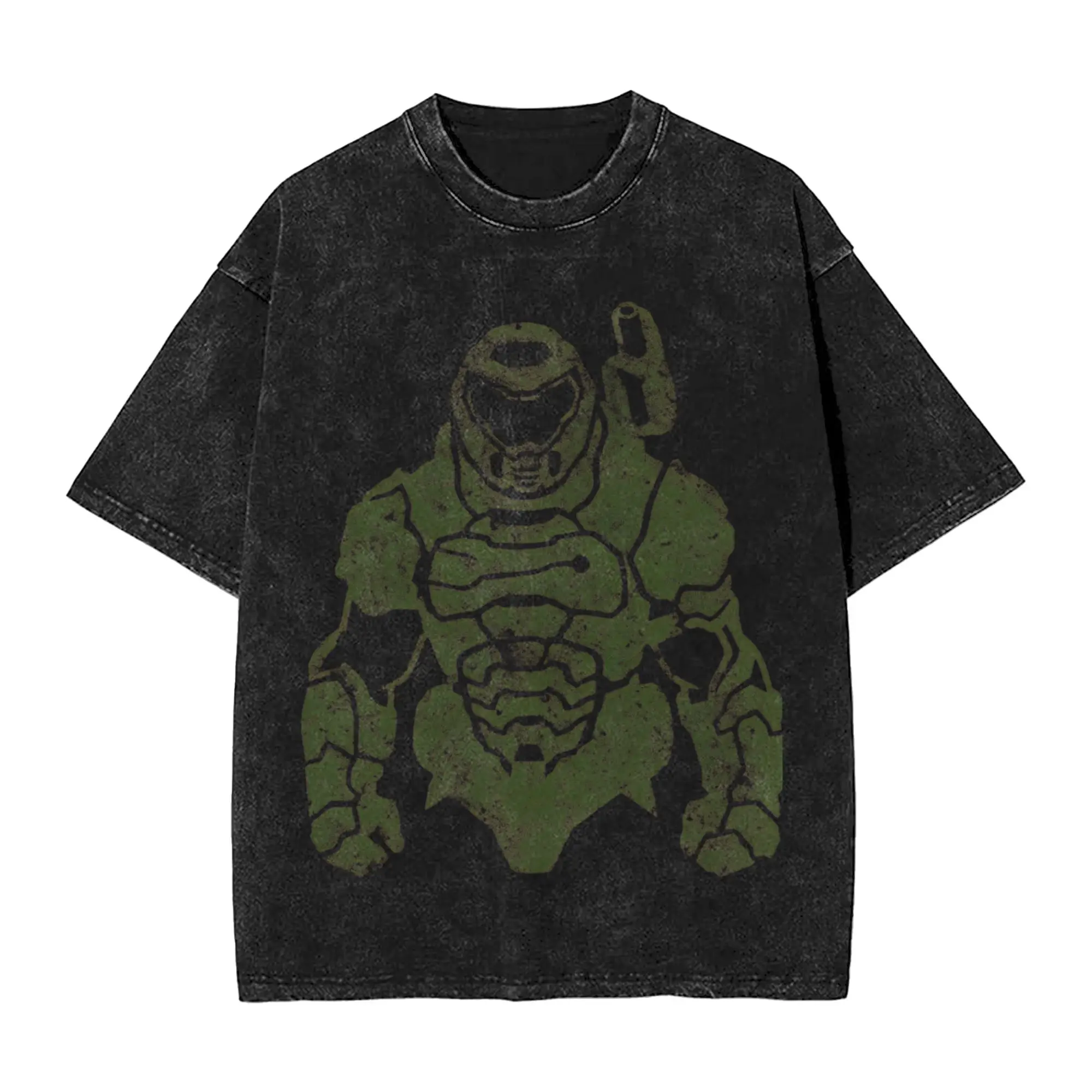 Dooms Slayes T-Shirts for Men  Vintage Pure Cotton Tees Round Collar Short Sleeve T Shirt Plus Size Clothes