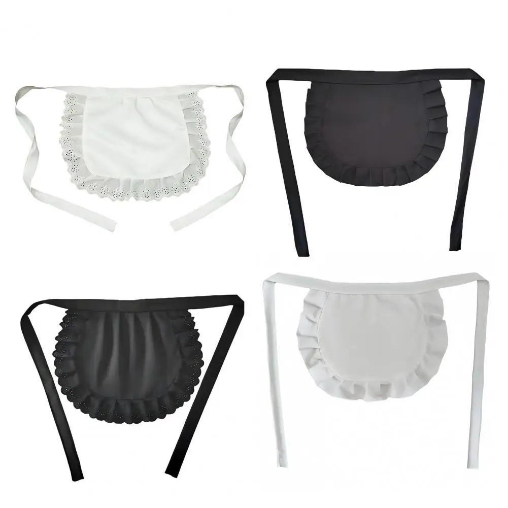 Delantal de Cosplay de sirvienta para niñas, delantal de cintura con volantes, disfraz de cocina, vestido elegante de Color sólido, medio delantal, accesorio de traje de Cosplay