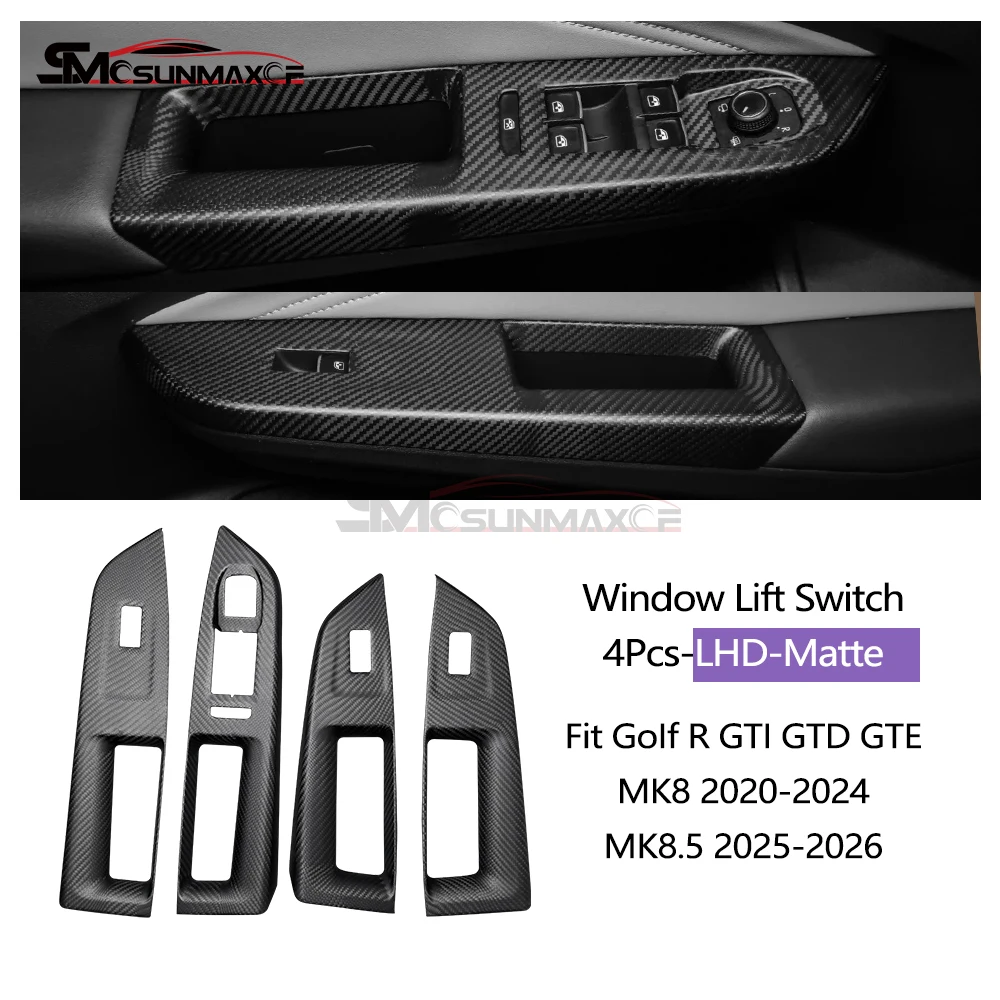 Interieurkit van carbon fiber voor Golf R GTI GTD GTE Golf 8 MK8 Golf 8.5 MK8.5 2020-2026, dashboard, centrale bediening, raamschakelaarpaneel