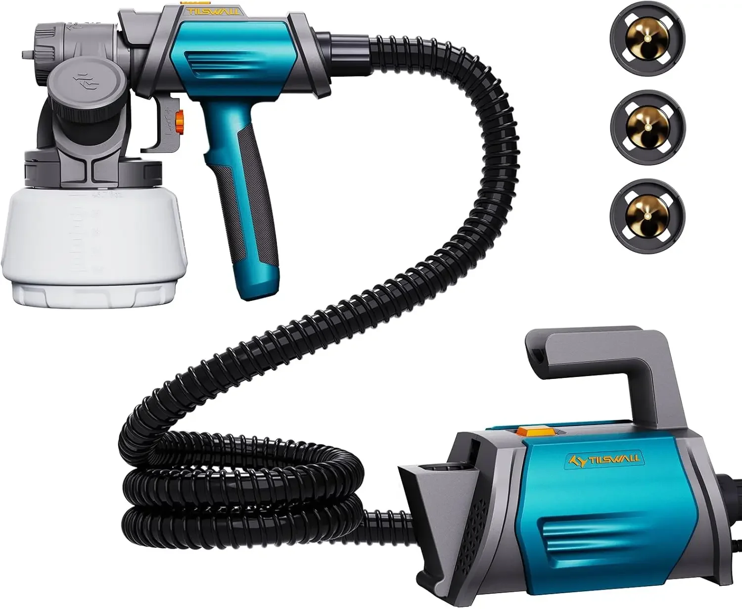 

Electric Paint Sprayer 800W HVLP Spray Gun With 4 Nozzles 3 Patterns For House Furniture Cabinets Fence Walls 1300 Ml Blue