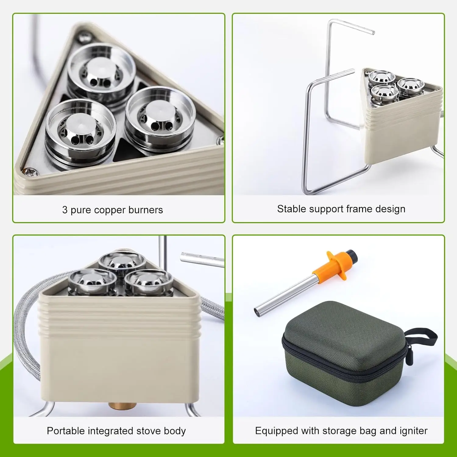 WESTTUNE 3 الأساسية قوة قوية موقد للتخييم المحمولة للطي الظهر الثلاثي الموقد 8000 واط موقد غاز للطبخ التنزه نزهة #5