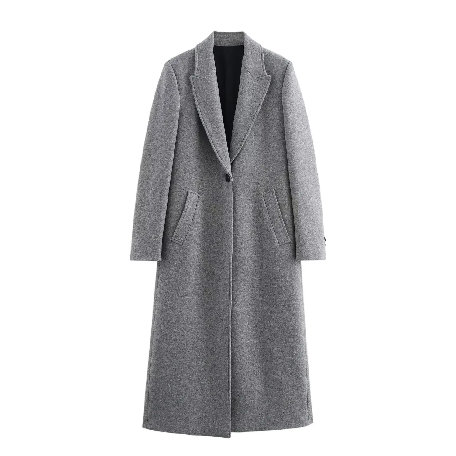 Faionable Long Coat Jaet Women's Autumn New Sle Street Sle Polyester Fiber All-Match Design Sensation Outerwear