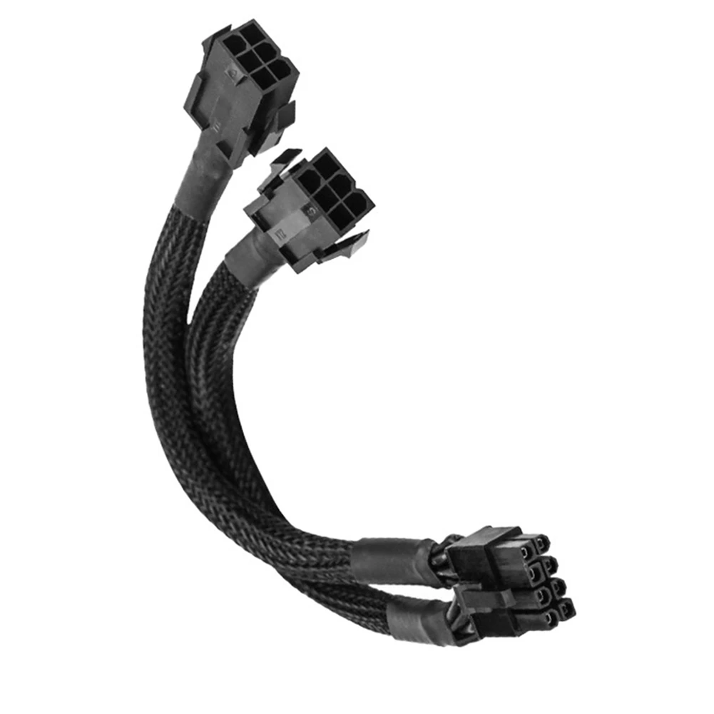 Graphics card cable Dual 6 Pin Female to 8 Pin Male GPU Power Adapter Cable Braided Sleeved 20cm Power Sleeved Cable
