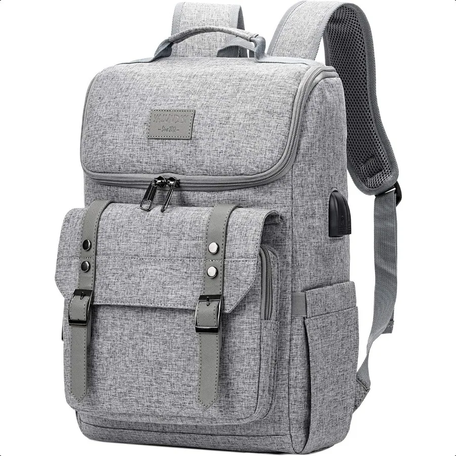 

YALUNDISI Backpack Travel Laptop Backpack with usb Charging Port for Women Men College Backpack Fits 15.6 Inch Laptop Grey