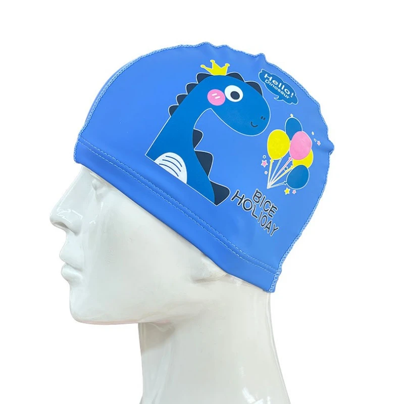 

Шапочки для плавания из искусственной кожи для мальчиков и девочек, водонепроницаемая шапочка для плавания для защиты ушей, детские шапочки для плавания с милым мультяшным принтом, аксессуары для бассейна