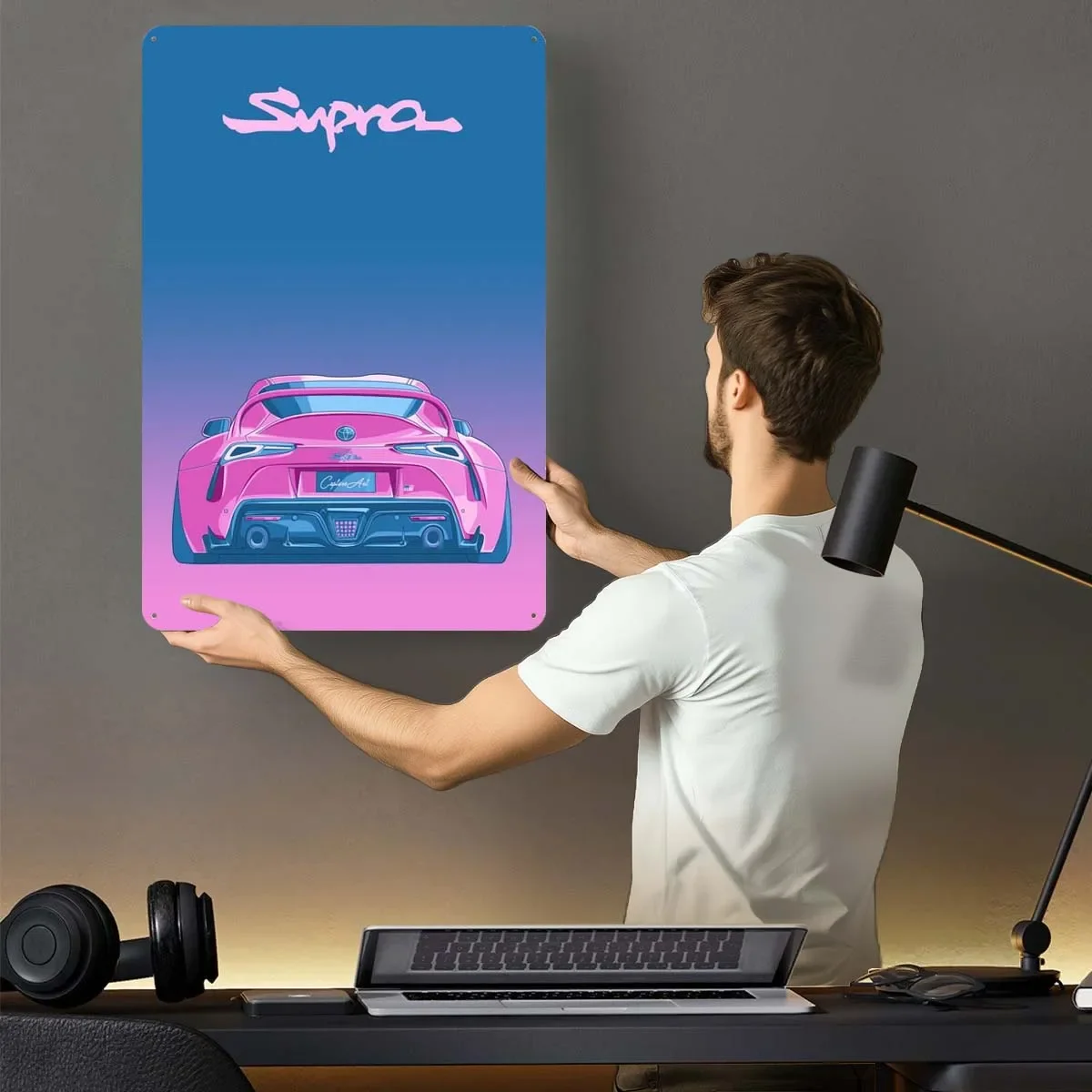 Toyota Supra GR Sign Car Poster Metal Wall Art Mural Customized Retro Metal Tin Signs for Garage Wall Art Decoration Coffee Bar