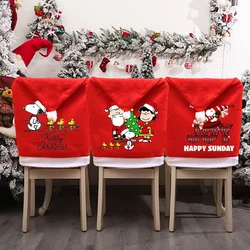 Snoopy Christmas Chair Non-woven Fabrics Cover Party Home Dining Table Decoration Cartoon Anime Cloth Covers Birthday Gift Hot