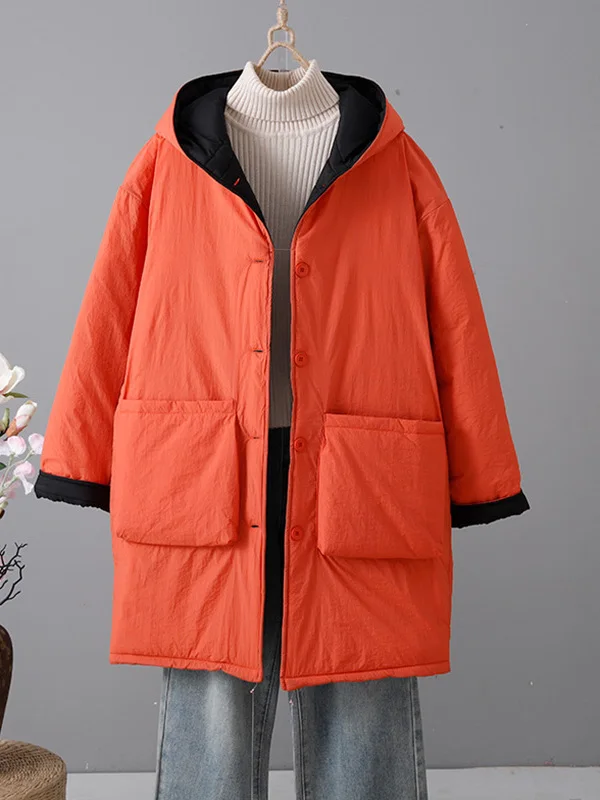 

Comfortable Warmth Cotton Jaet Mid-Length Oversized Sle Ladylike Commute Thiened Cotton Coat for Women Winter New Arrival