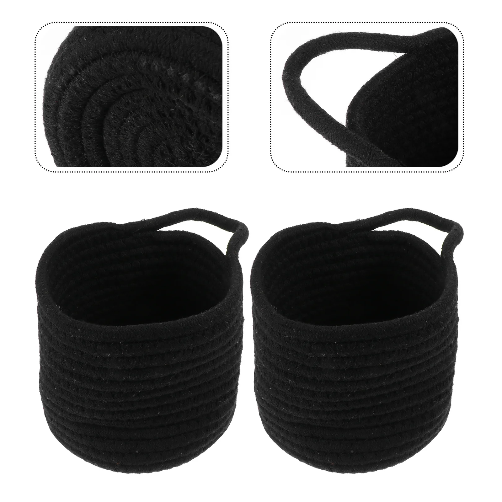 

2pcs Cotton Rope Storage Basket Round Woven Basket For Makeup Organizer Household Items Holder Bedroom Desktop Food Storage