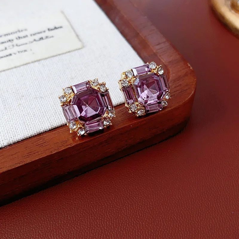 Exquisite Design Geometric Square Stud Earring for Women Luxury High-end Rhinestone Earrings Versatile Jewelry Birthday Gift image 4