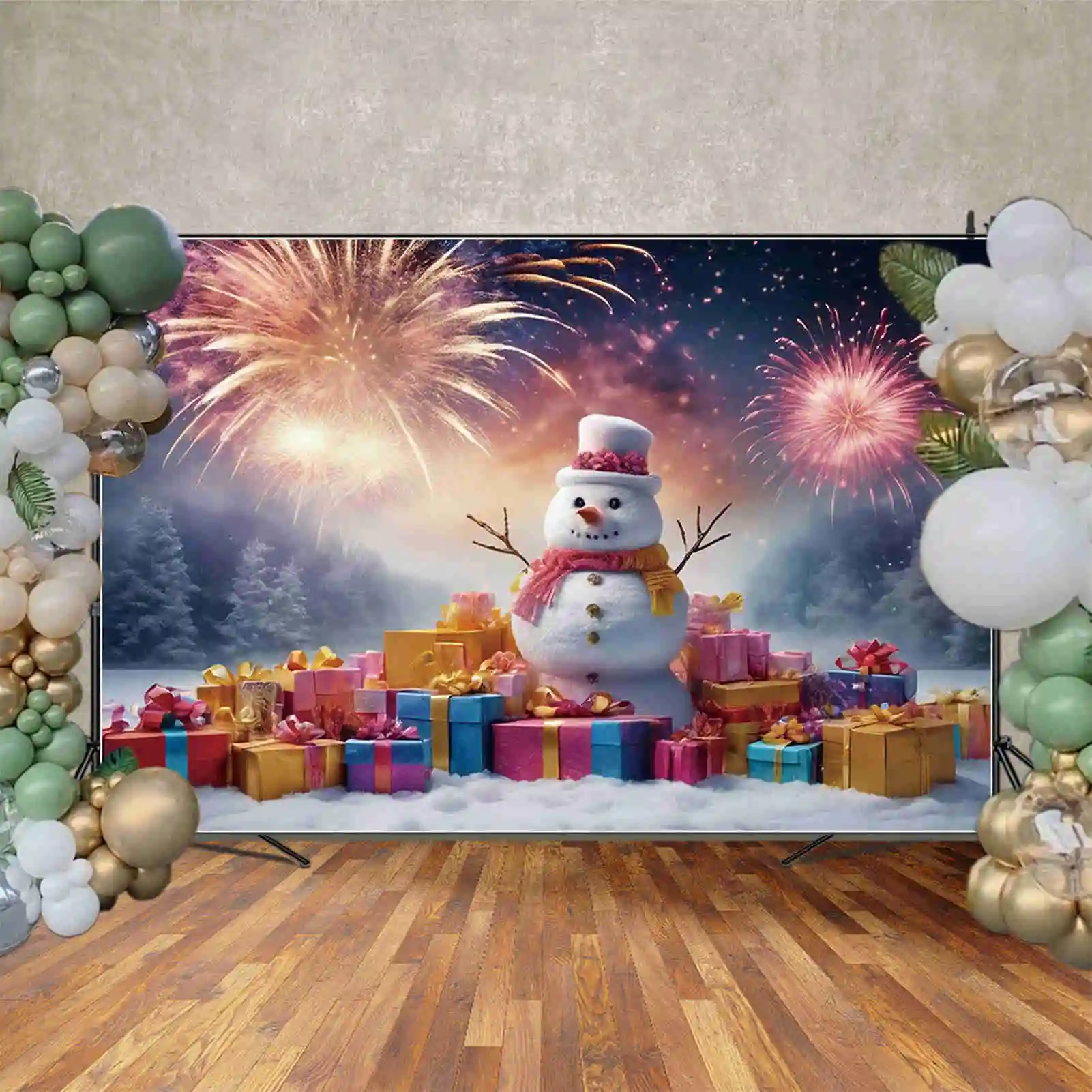 MOON.QG 크리스마스 눈사람 사진 배경 아기 겨울 Photocall 배경 어린이 사진 스튜디오 Photocall 소품