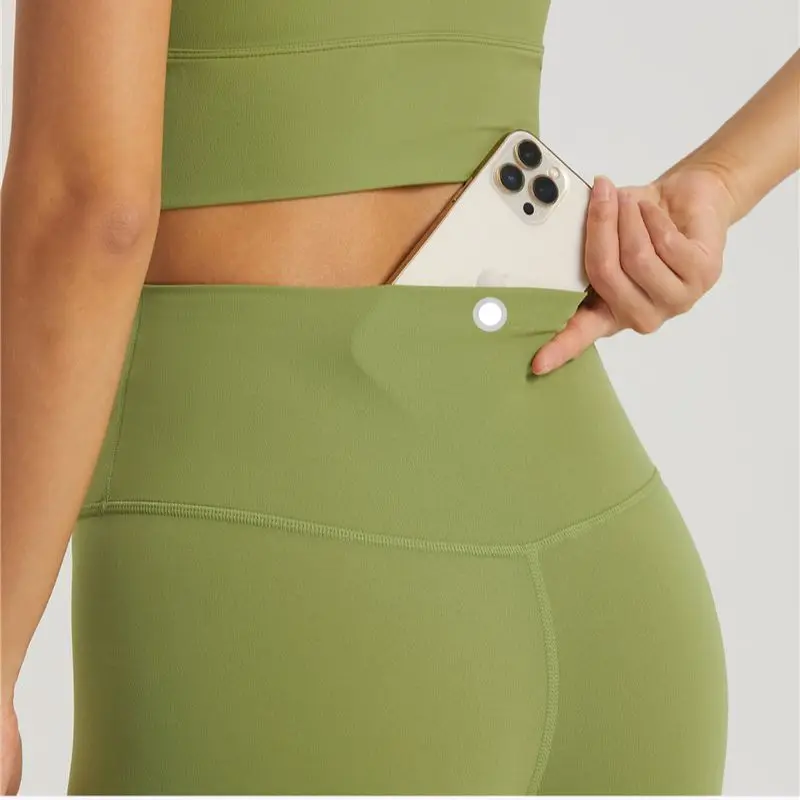 Solid Color4.0 Women Yoga Leggings Athletic Tight Hight Waist Sport Pant back waist pockets Gym Workout Training Jog Compression