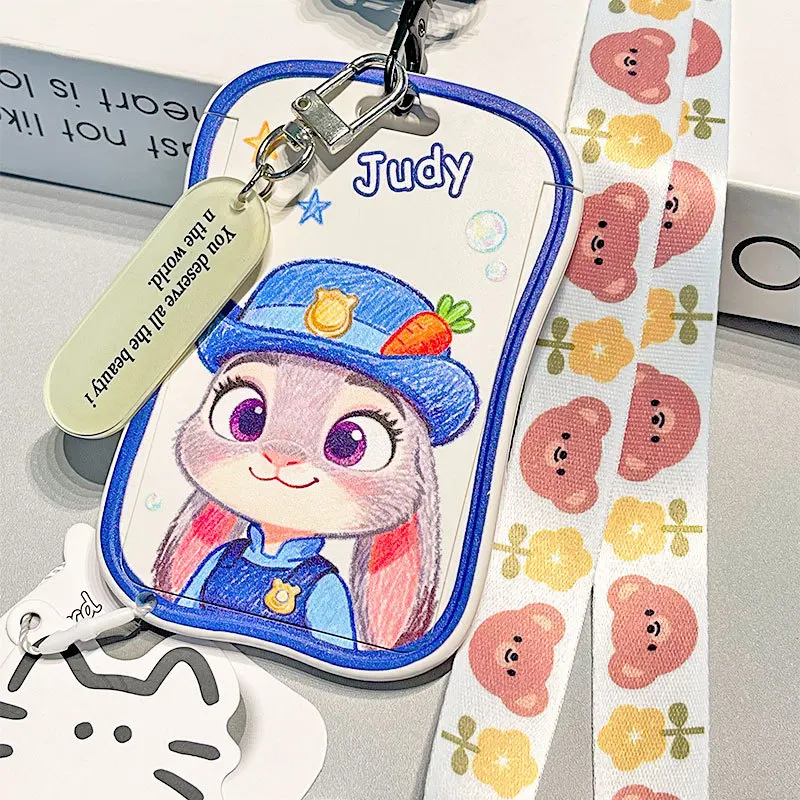 

Kawaii Disney Judy Hopps Card Holder Cute Access Control ID Card Elevator Card Set with Hanging Rope Campus Card Girl Gift