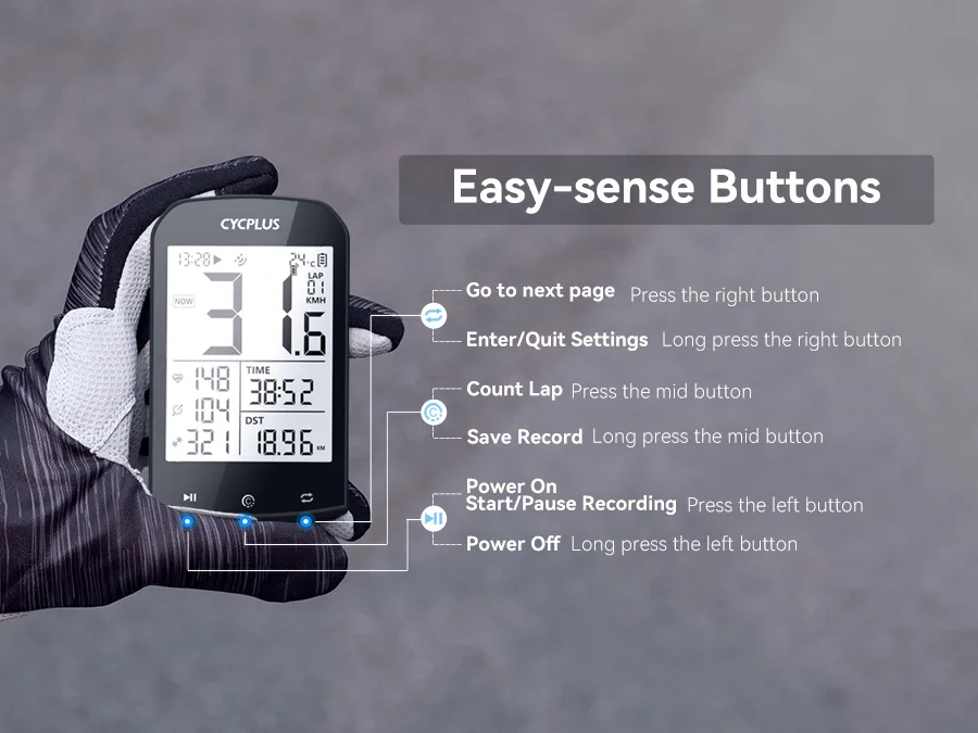 CYCPLUS M1+Z1 Cycling GPS Wireless Bike Computer With BLE 5.0/ANT+ with 2.9" LCD Screen Auto Backlight IPX6 Waterproof