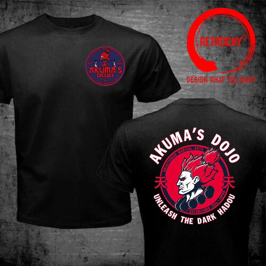 Japanese Kanji Shirt Akuma Demon Dojo T Shirt Men Fashion Tops Tee Shirt Creative Graphic Tshirt Unisex Clothing Casual T-Shirt